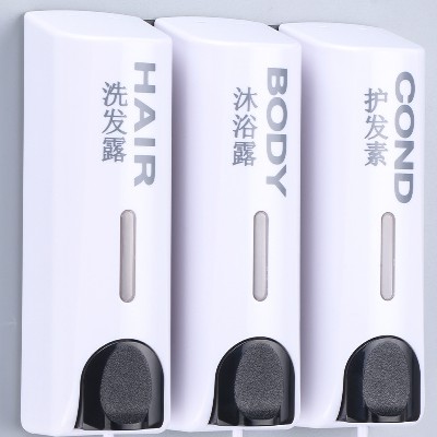 三头酒店皂液器手动皂液器宾馆用白色洗发露沐浴露护发浴室皂液器