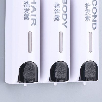 三头酒店皂液器手动皂液器宾馆用白色洗发露沐浴露护发浴室皂液器