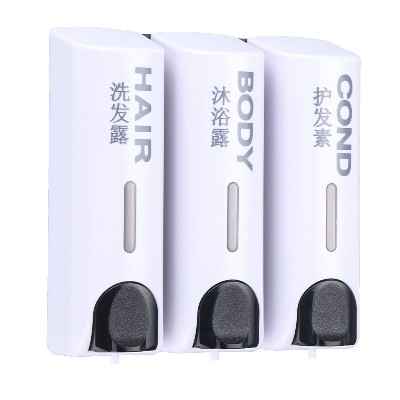 三头酒店皂液器手动皂液器宾馆用白色洗发露沐浴露护发浴室皂液器